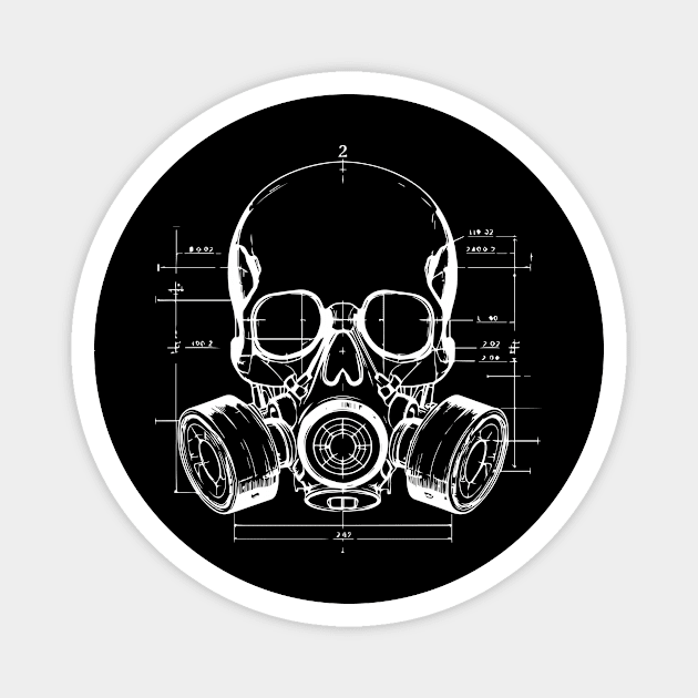 skull gasmask Magnet by lkn